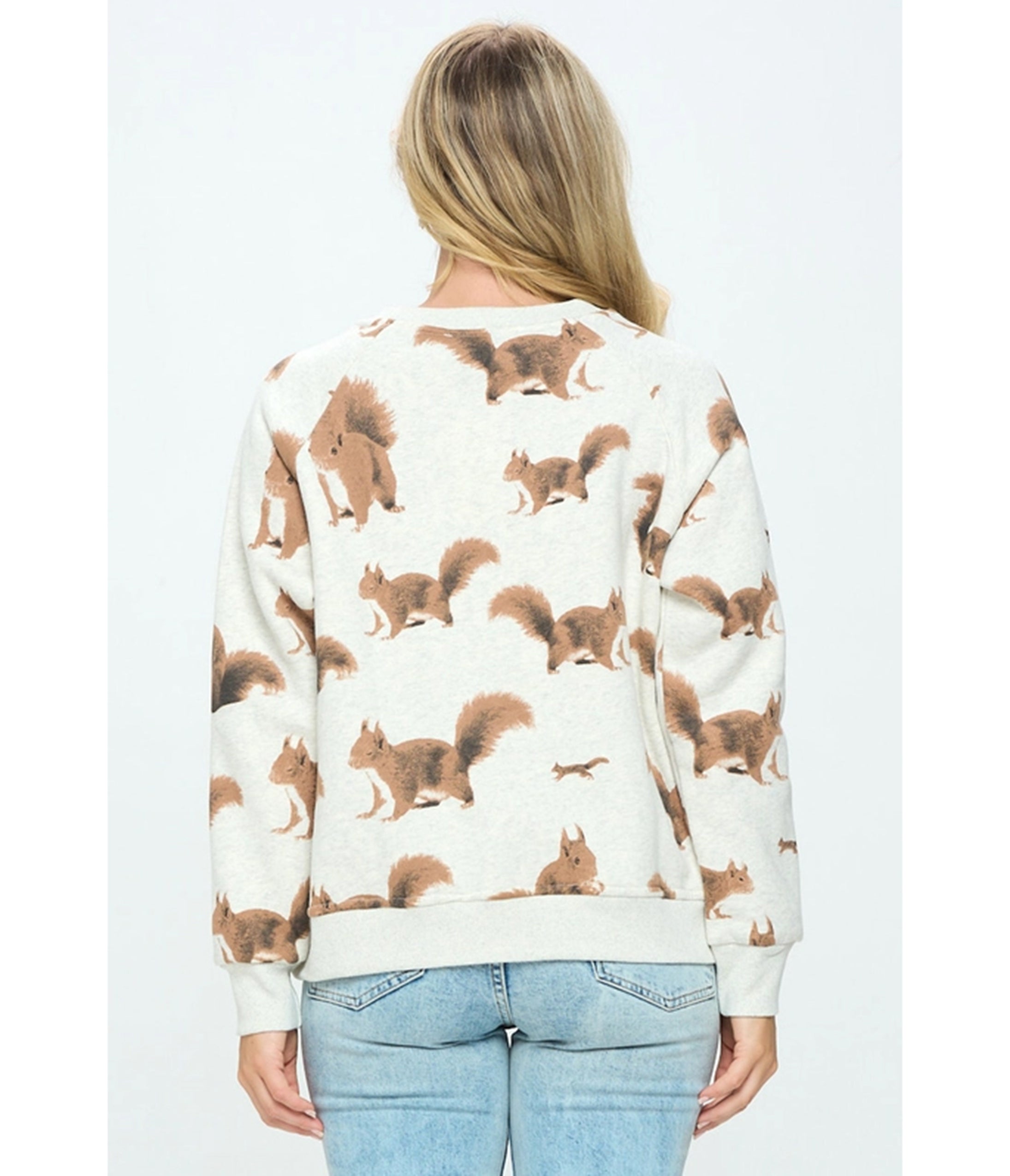 Heather Grey Squirrel Print Sweatshirt