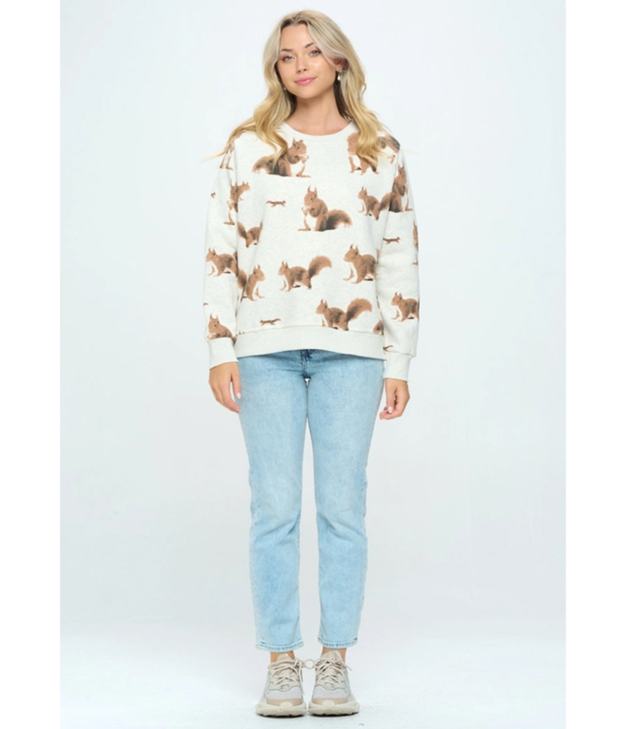 Heather Grey Squirrel Print Sweatshirt