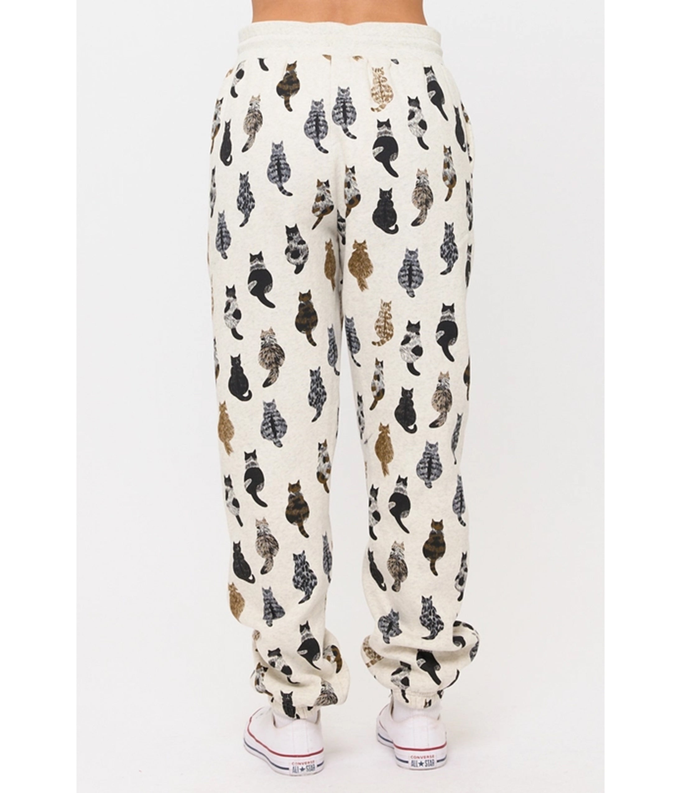 Heather Gray Cat Back Print Sweatpants