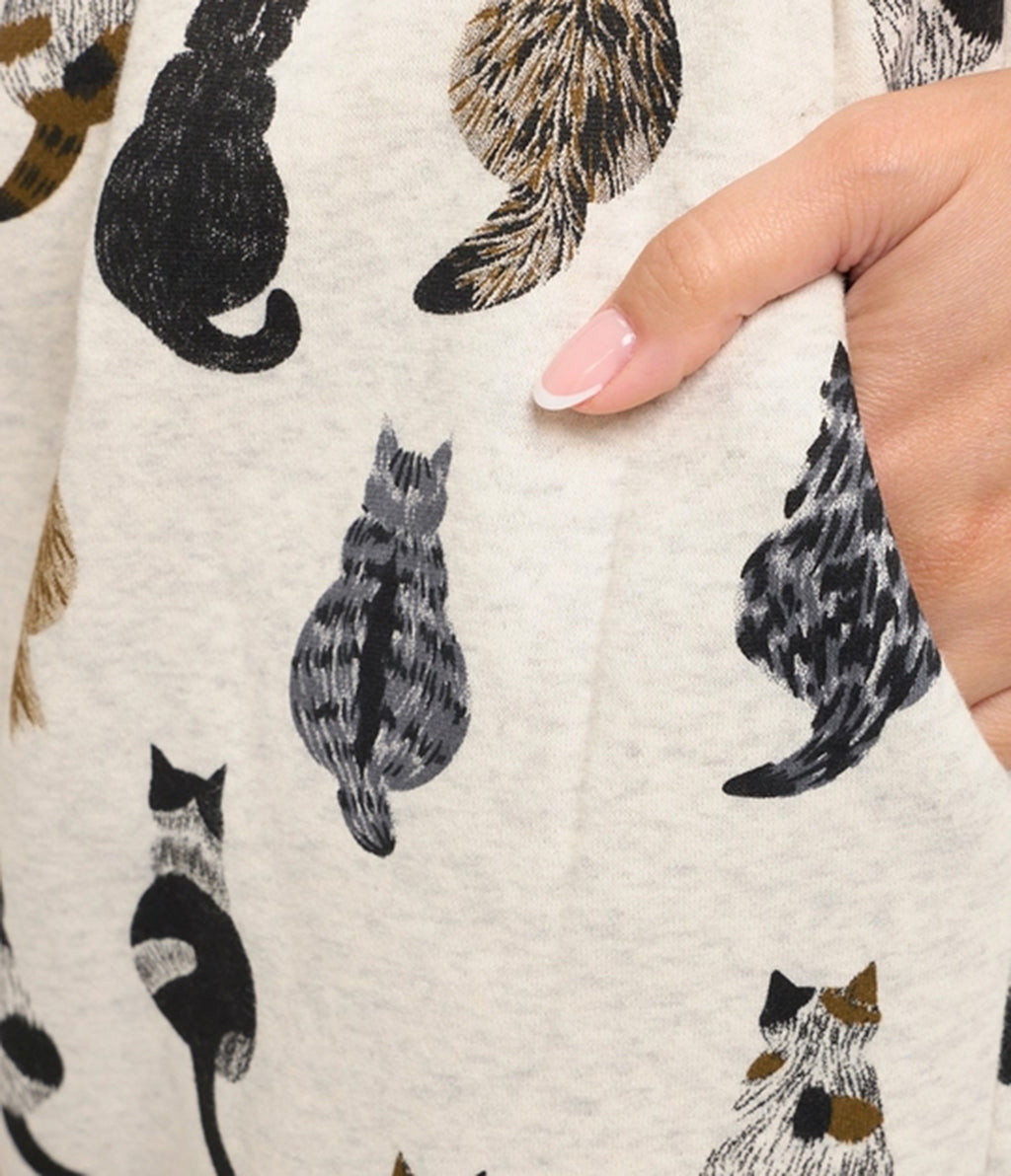 Heather Gray Cat Back Print Sweatpants