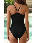 Black Ruched Cutout One-Piece Swimsuit