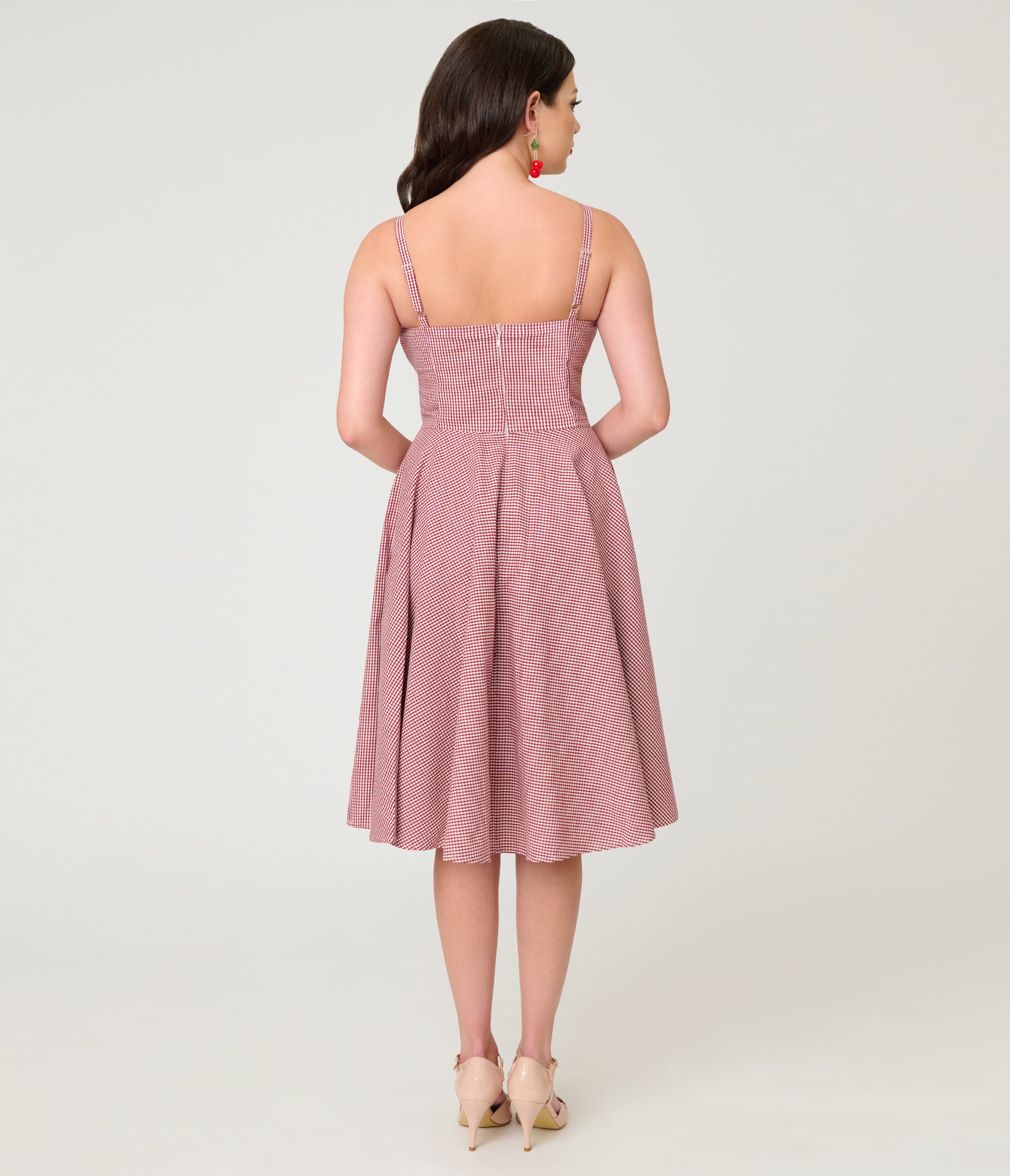 Timeless London Red Gingham Button Detail Swing Dress