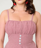 Timeless London Red Gingham Button Detail Swing Dress