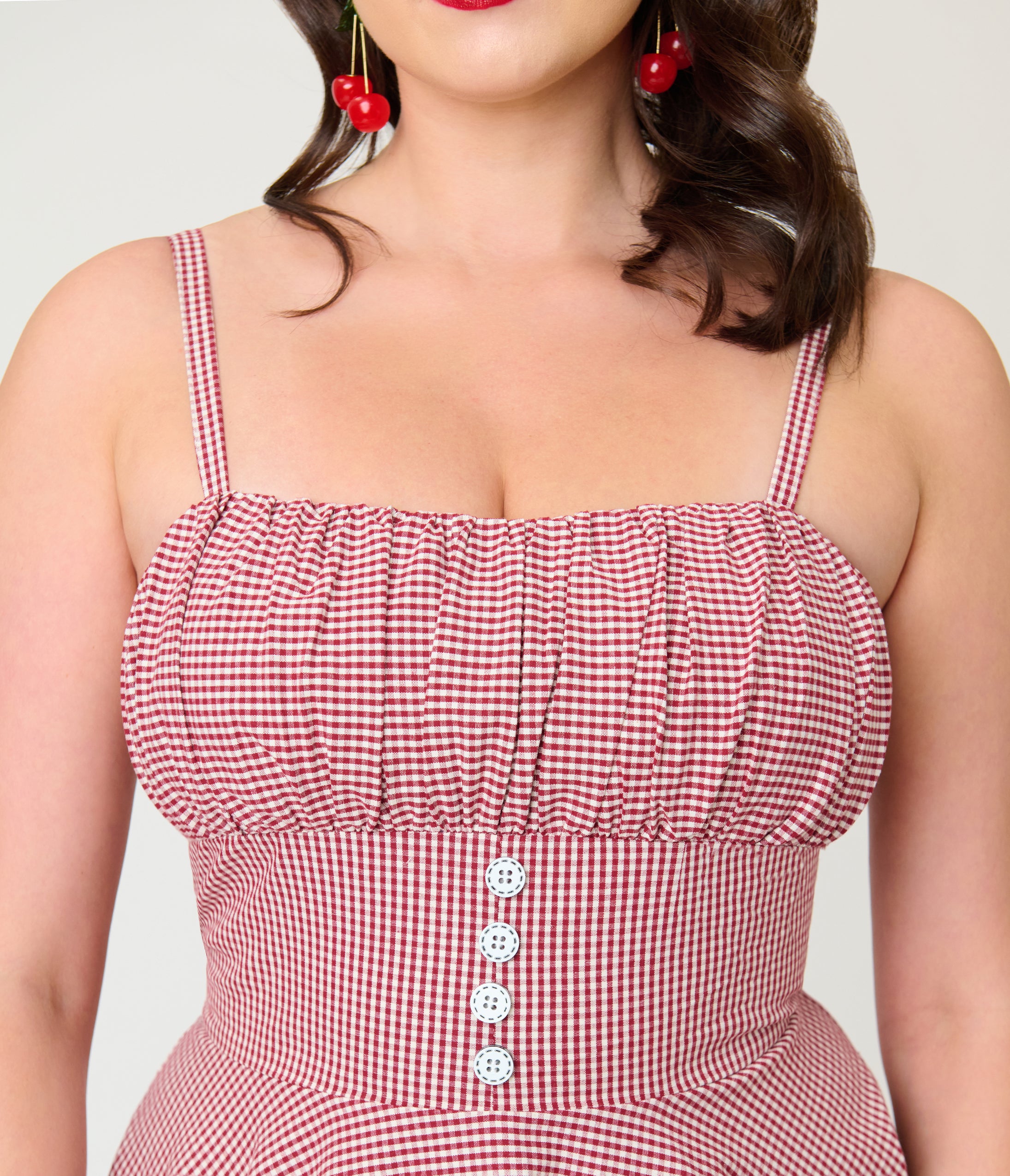Timeless London Red Gingham Button Detail Swing Dress