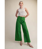 Green Wide Leg Yoke Pants