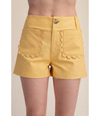 Yellow Scallop Pocket Shorts