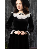 Witchwood Bags Black Velvet Lace Collar Elora Mini Dress