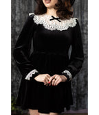 Witchwood Bags Black Velvet Lace Collar Elora Mini Dress