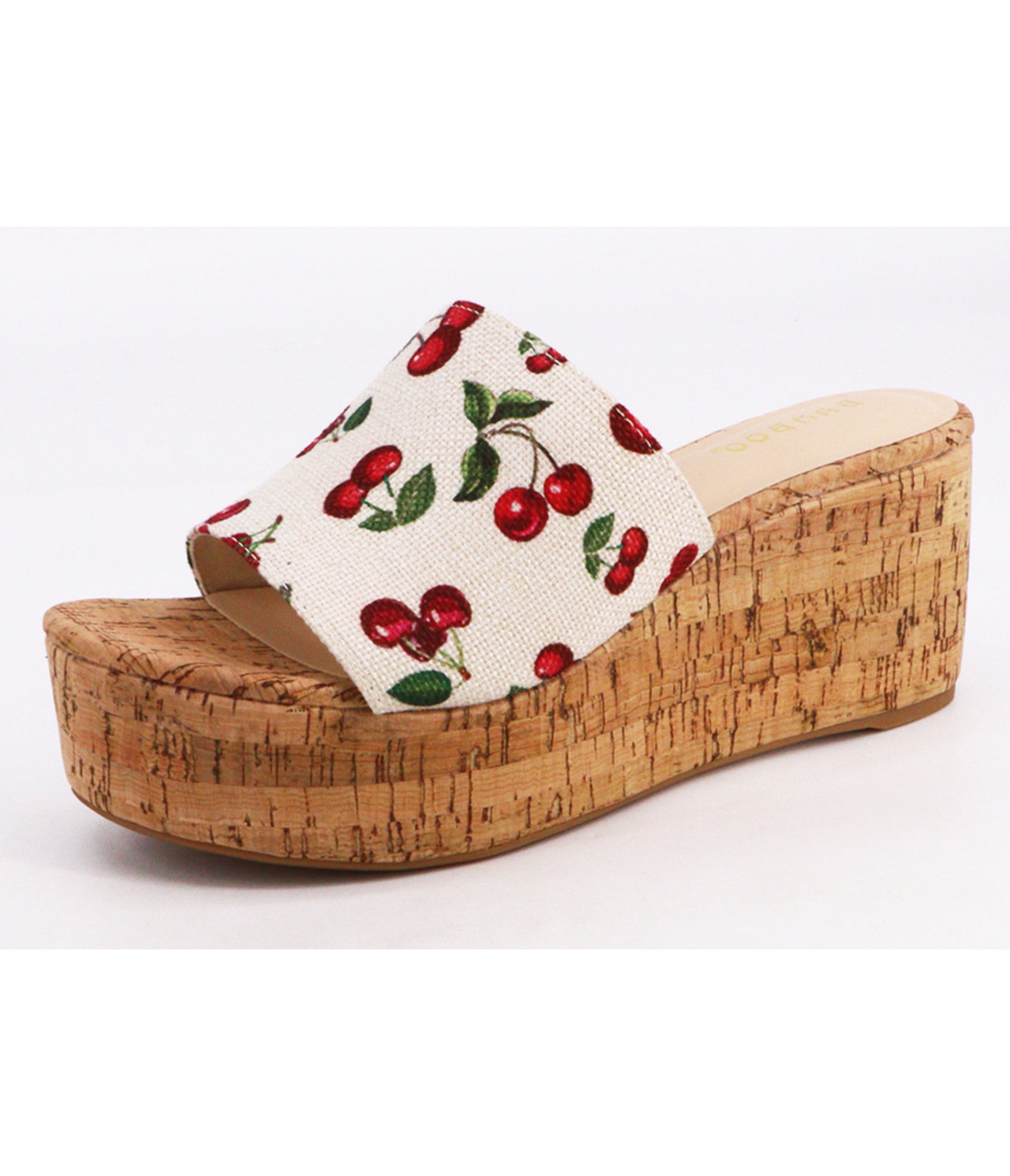 Red Cherry Slip-On Platform Wedge