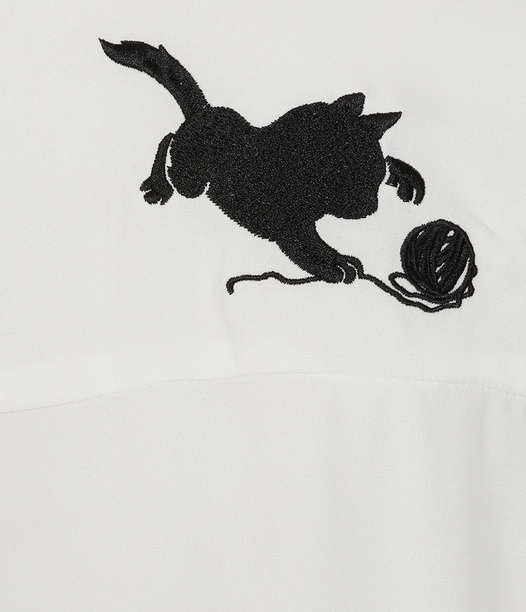 Banned White & Black Cat Sophie Blouse