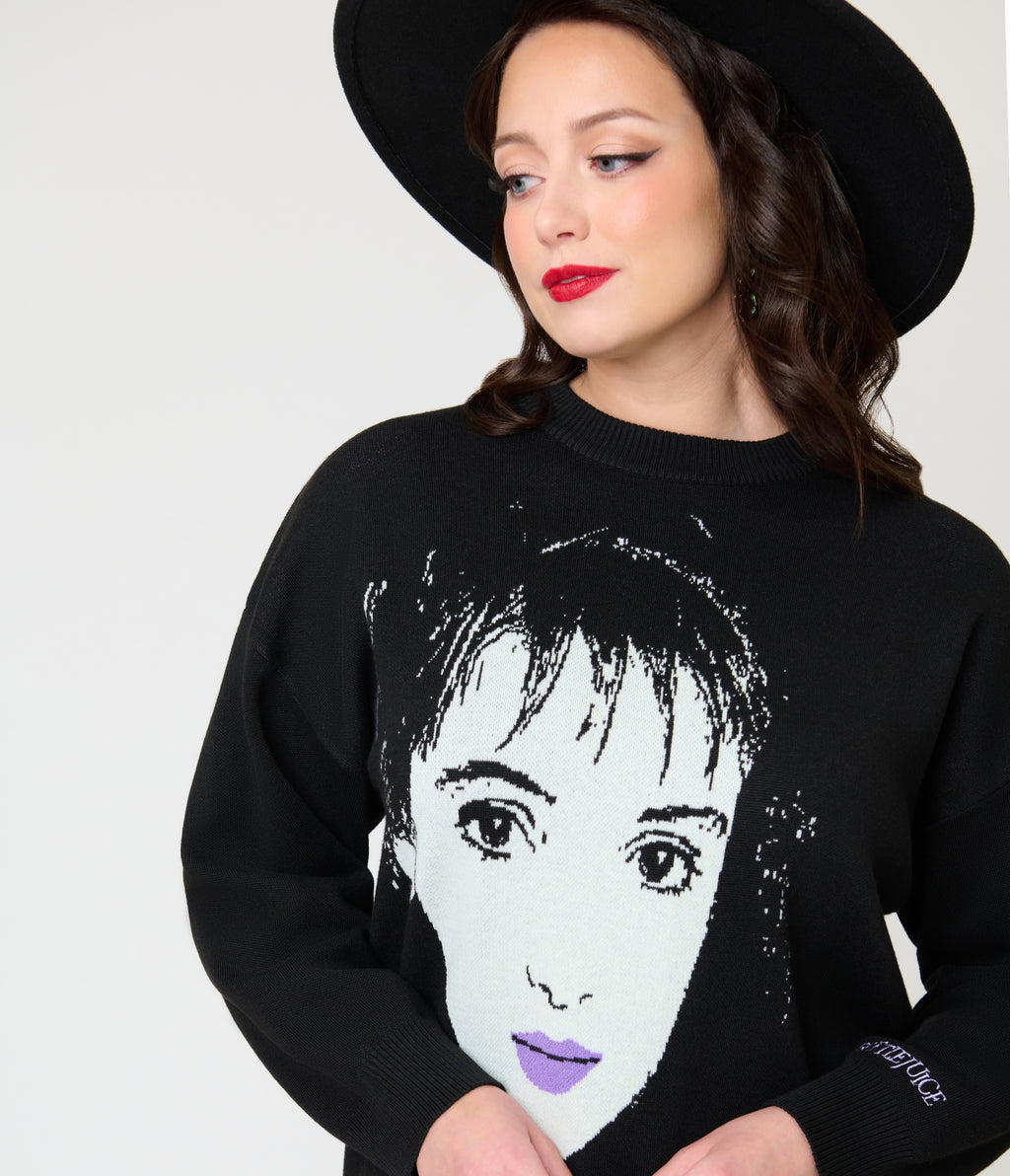 Beetlejuice x Unique Vintage Black Lydia Deetz Long Sleeve Sweater