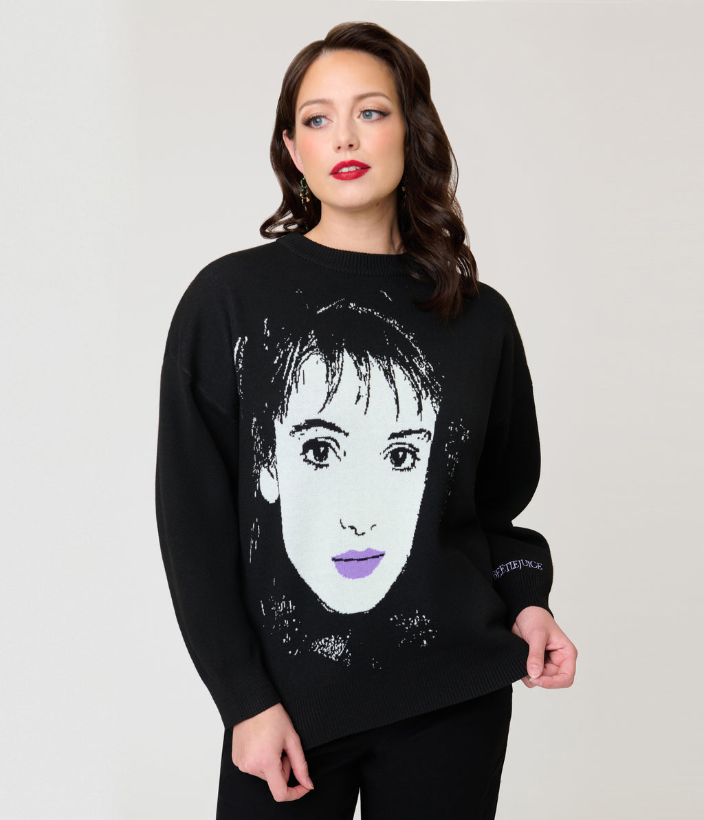 Beetlejuice x Unique Vintage Black Lydia Deetz Long Sleeve Sweater