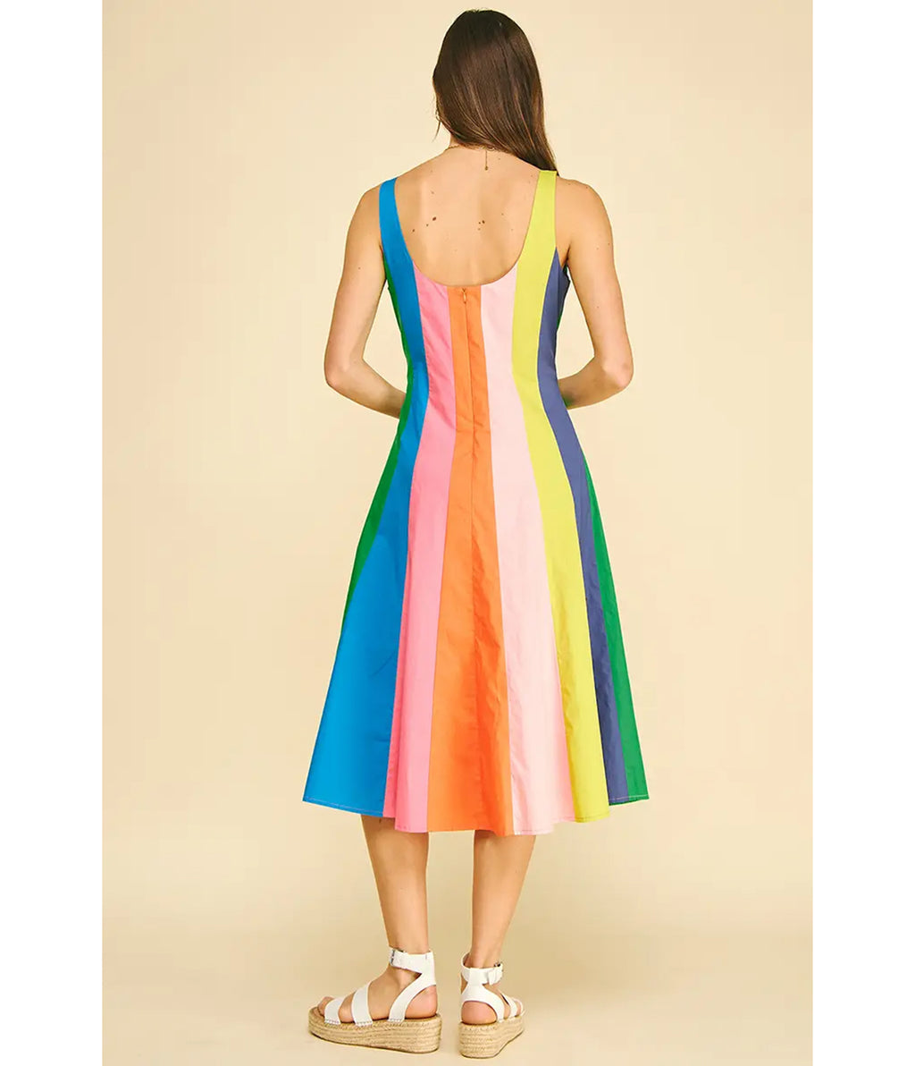 Rainbow Colorblock Midi Dress
