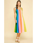 Rainbow Colorblock Midi Dress