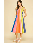 Rainbow Colorblock Midi Dress