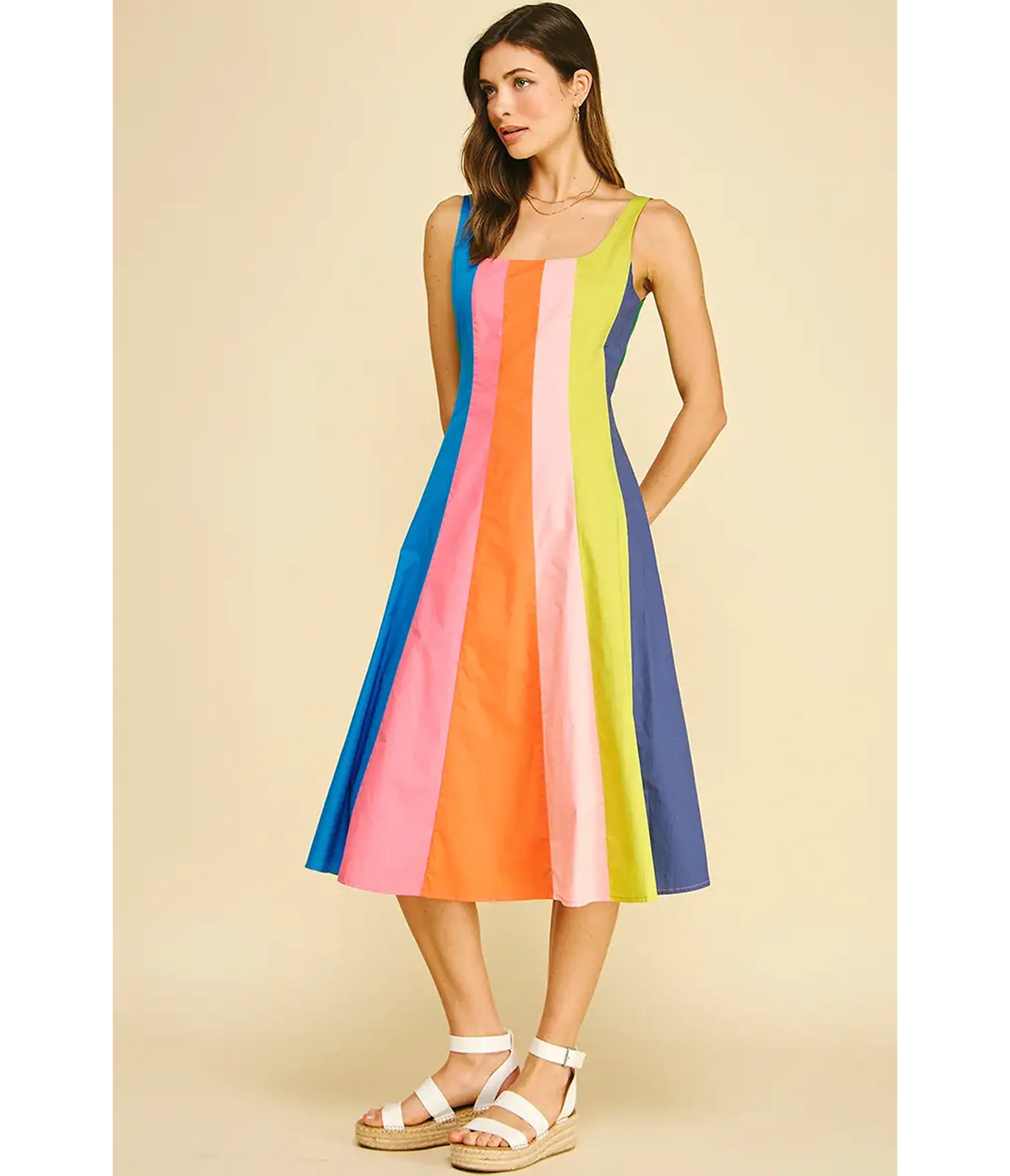 Rainbow Colorblock Midi Dress