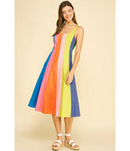 Rainbow Colorblock Midi Dress