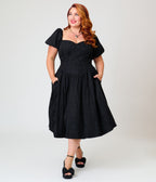 Smak Parlour Plus Size Black Brocade Janice Swing Dress