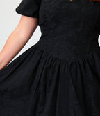 Smak Parlour Plus Size Black Brocade Janice Swing Dress