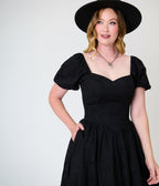 Smak Parlour Black Brocade Janice Swing Dress
