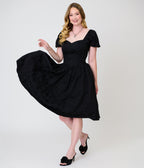 Smak Parlour Black Brocade Janice Swing Dress