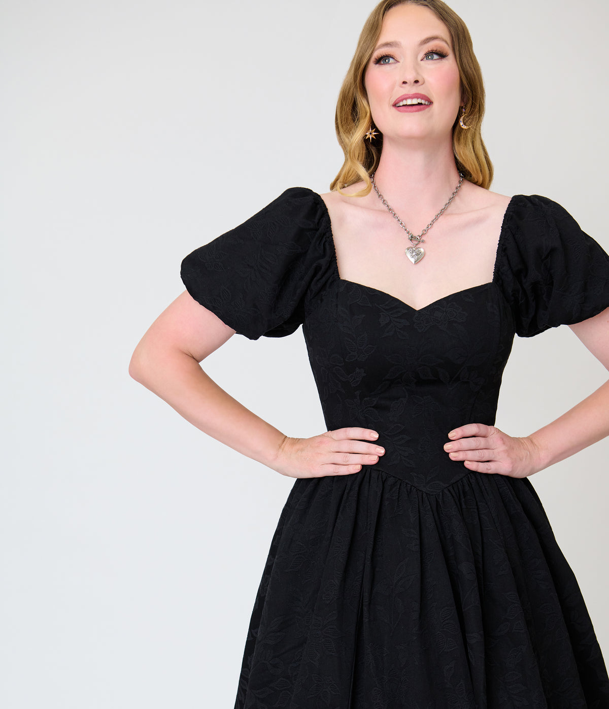 Smak Parlour Black Brocade Janice Swing Dress