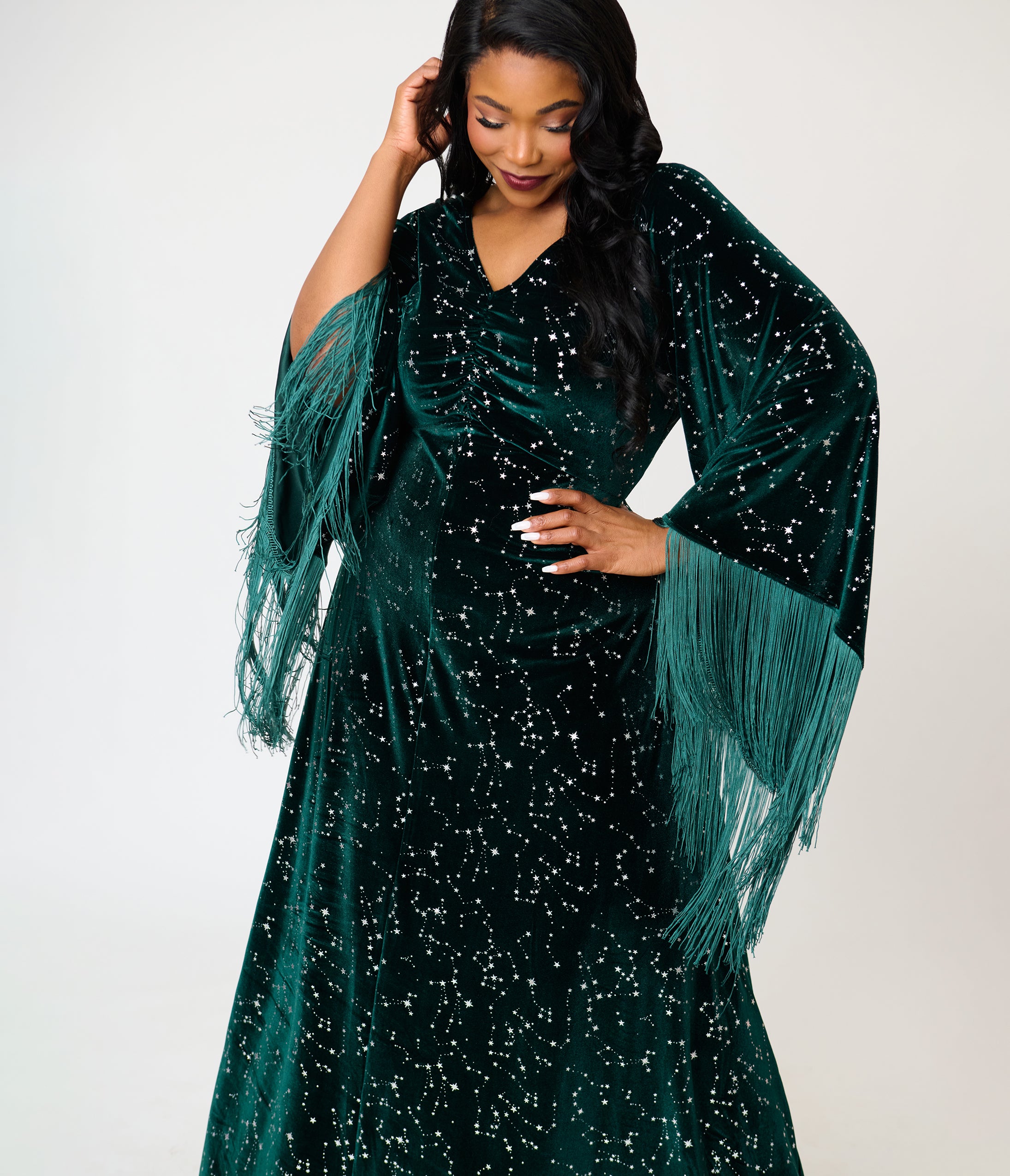 Smak Parlour Plus Size Emerald & Star Print Stevie Maxi Dress