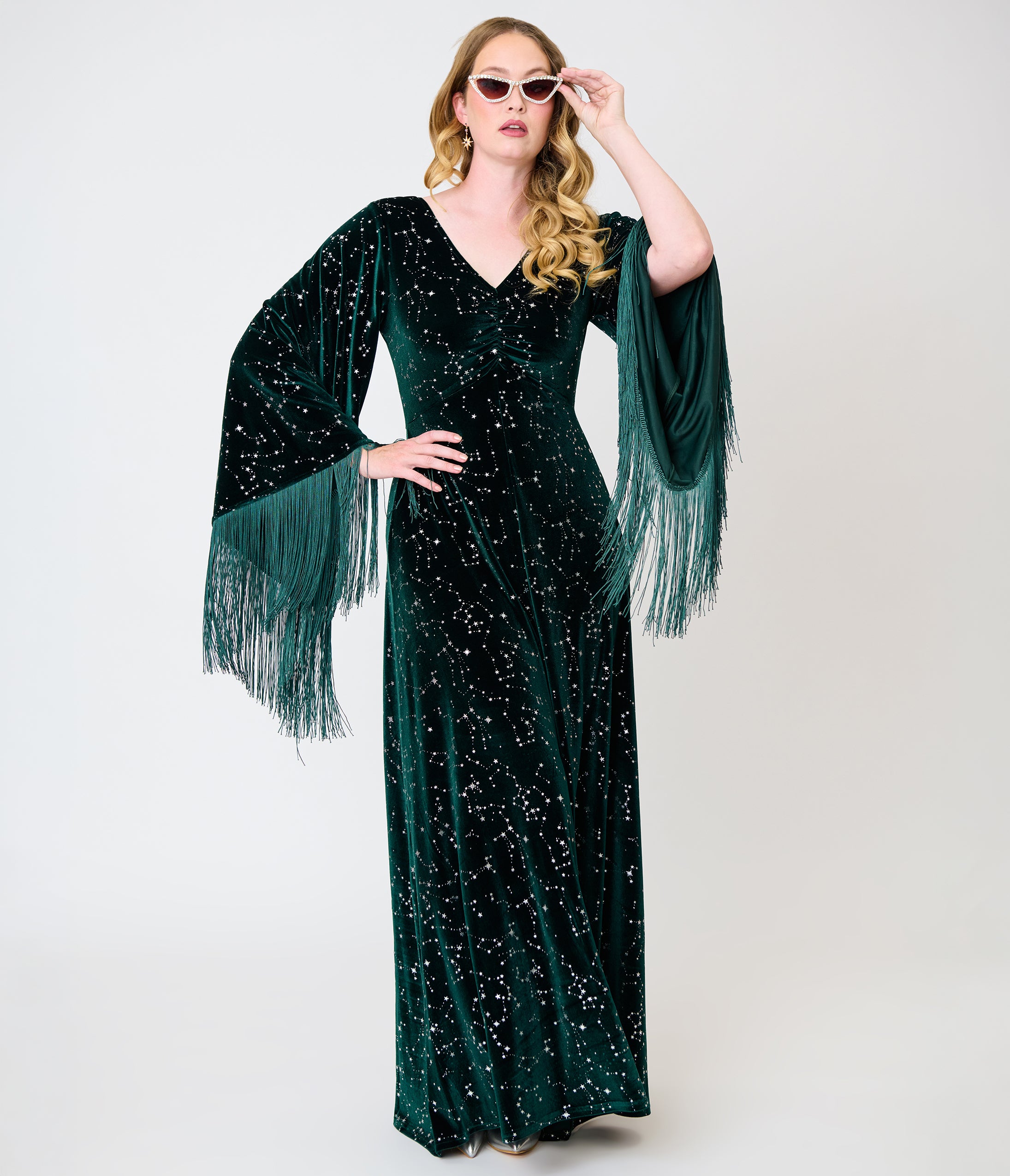 Smak Parlour Emerald & Star Print Stevie Maxi Dress
