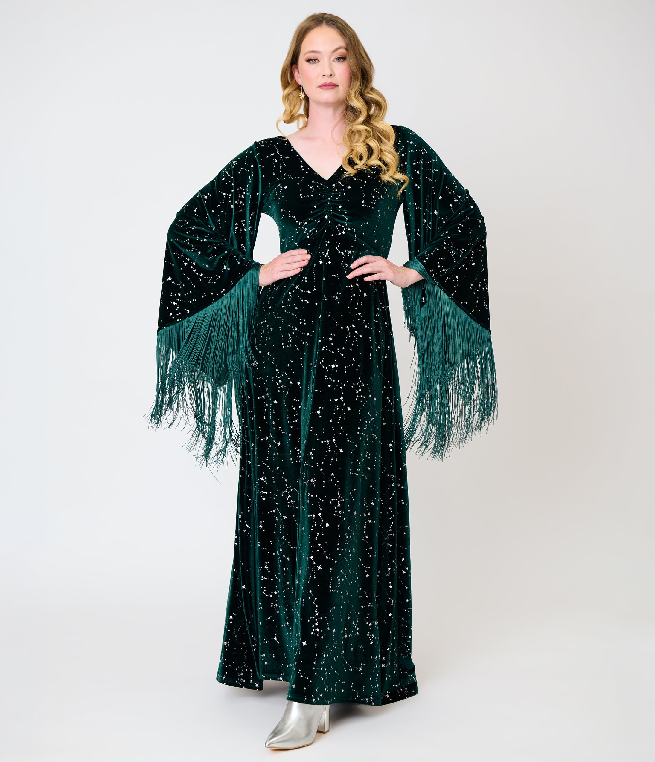 Smak Parlour Emerald & Star Print Stevie Maxi Dress