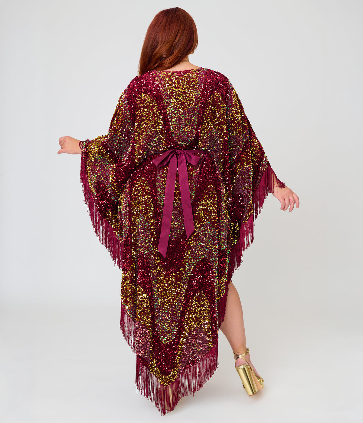 Smak Parlour Burgundy Sequin Angela Caftan Dress