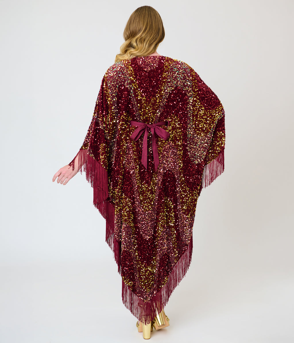 Smak Parlour Burgundy Sequin Angela Caftan Dress