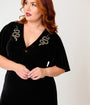 Smak Parlour Plus Size Black Velvet & Gold Snake Embroidered Nicole Maxi Dress