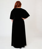 Smak Parlour Plus Size Black Velvet & Gold Snake Embroidered Nicole Maxi Dress