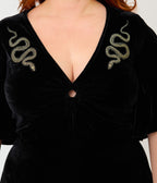 Smak Parlour Plus Size Black Velvet & Gold Snake Embroidered Nicole Maxi Dress
