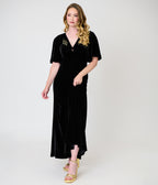 Smak Parlour Black Velvet & Gold Snake Embroidered Nicole Maxi Dress
