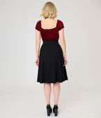 Unique Vintage Black Lace Up Swing Skirt