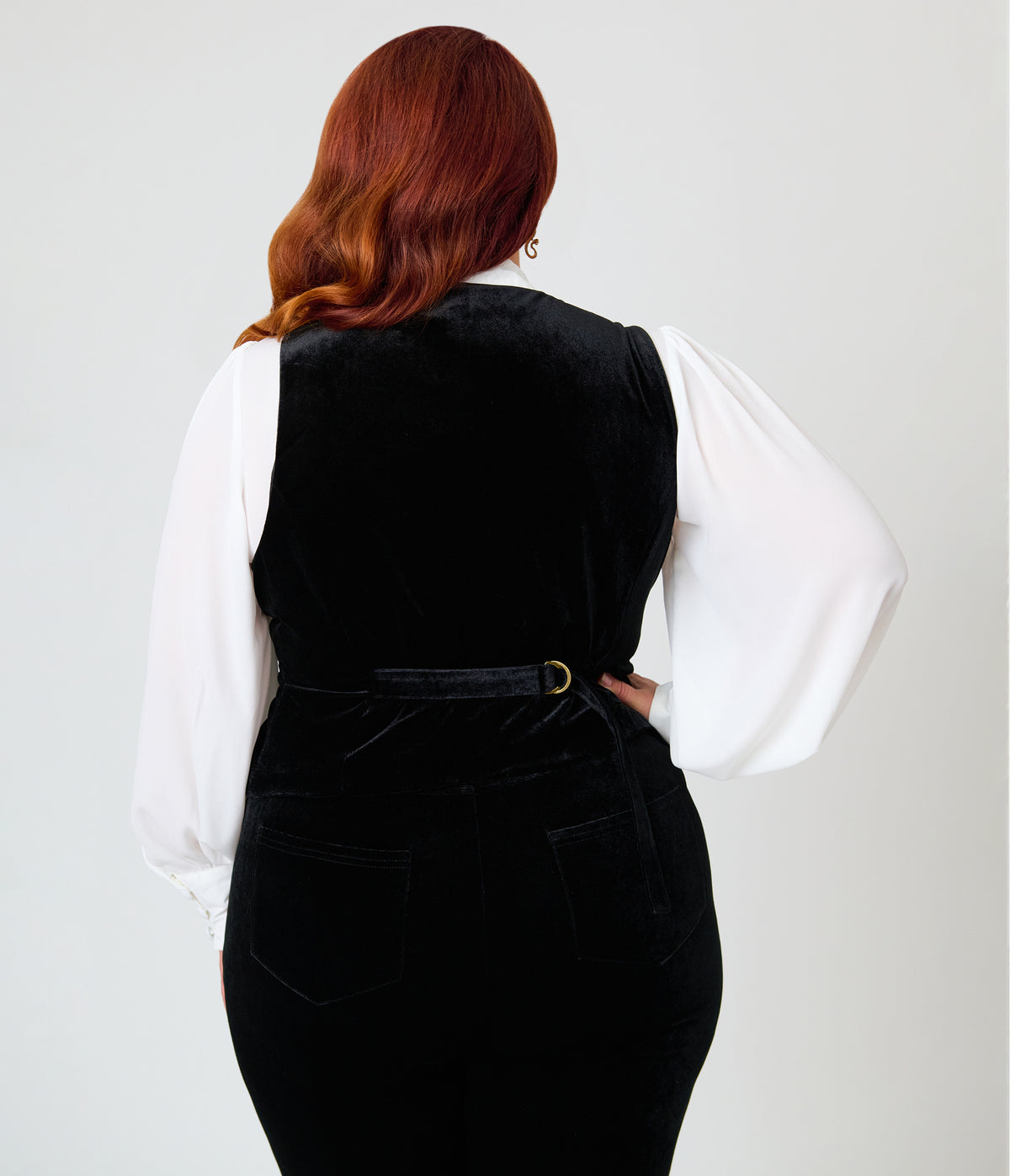 Unique Vintage Plus Size Black Velvet & Gold Snake Button Up Vest