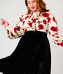 Unique Vintage Plus Size Black Velvet Vivien Swing Skirt