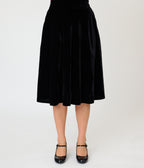 Unique Vintage Black Velvet Vivien Swing Skirt