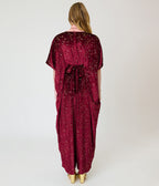Unique Vintage Burgundy & Gold Stars Caftan Jumpsuit