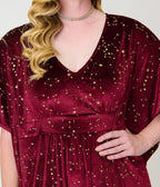 Unique Vintage Burgundy & Gold Stars Caftan Jumpsuit