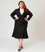 Unique Vintage Plus Size Black & Gold Pinstripe Tina Trumpet Skirt