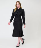 Unique Vintage Black & Gold Pinstripe Tina Trumpet Skirt