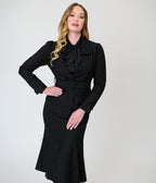 Unique Vintage Black & Gold Pinstripe Tina Trumpet Skirt