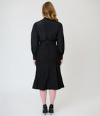 Unique Vintage Black & Gold Pinstripe Tina Trumpet Skirt