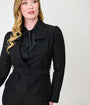 Unique Vintage Black & Gold Pinstripe Belted Jacket