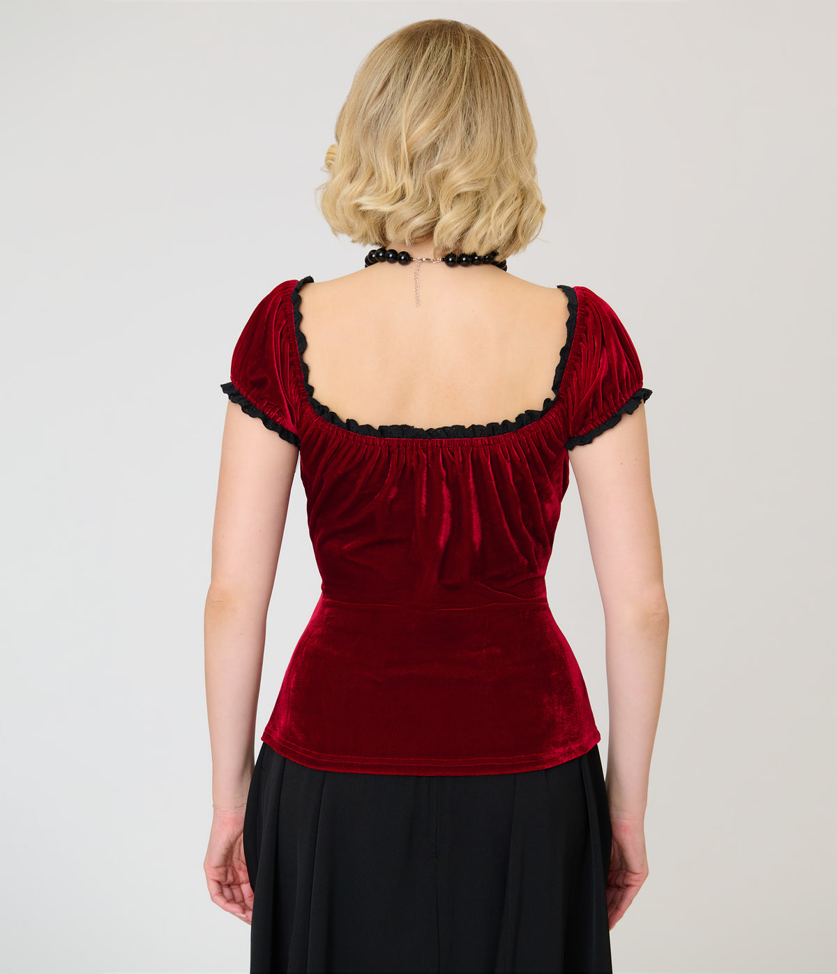 Unique Vintage Burgundy Velvet Bernadette Top