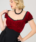 Unique Vintage Burgundy Velvet Bernadette Top