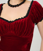 Unique Vintage Burgundy Velvet Bernadette Top