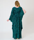 Unique Vintage Teal Sequin Flutter Sleeve Dionne Caftan